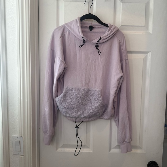 Lavender Hoodie with Sherpa Pocket, Light Purple Hoodie, Purple Sweatshirt - Picture 9 of 9